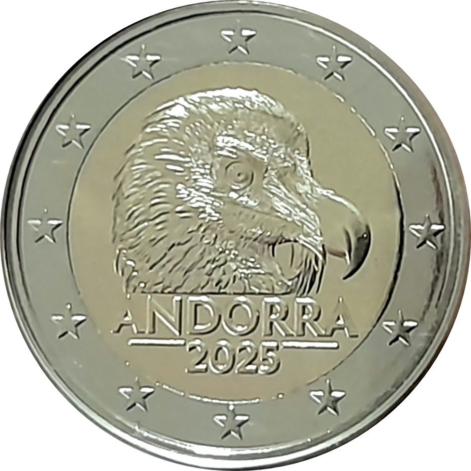 Andorra 2 euro 2025 — Bearded vulture