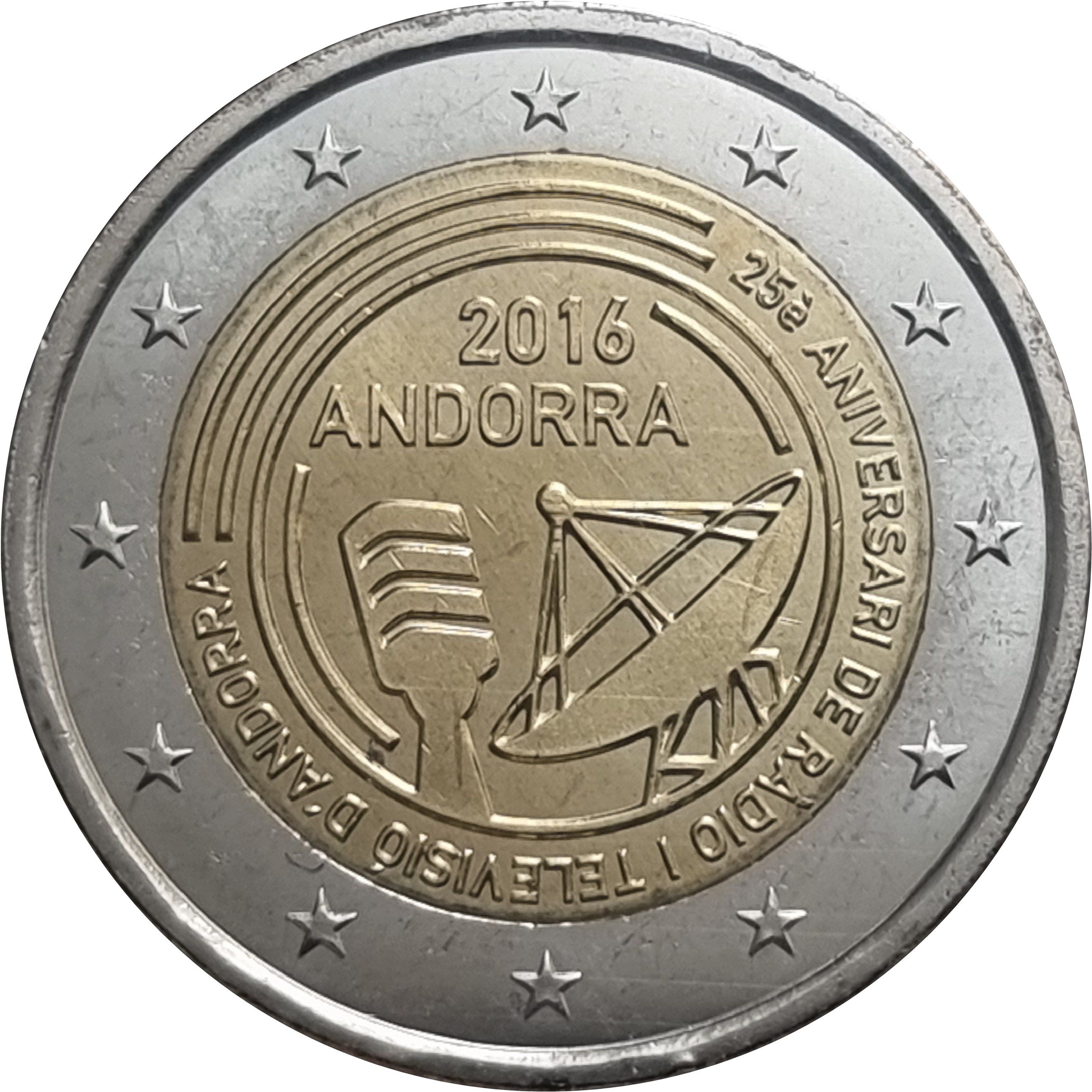 Andorra 2 euro 2016 — 25th anniversary of Radio and Television of Andorra