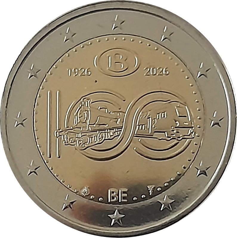 Belgium 2 euro 2026 — 100 years of the National Railway Company of Belgium