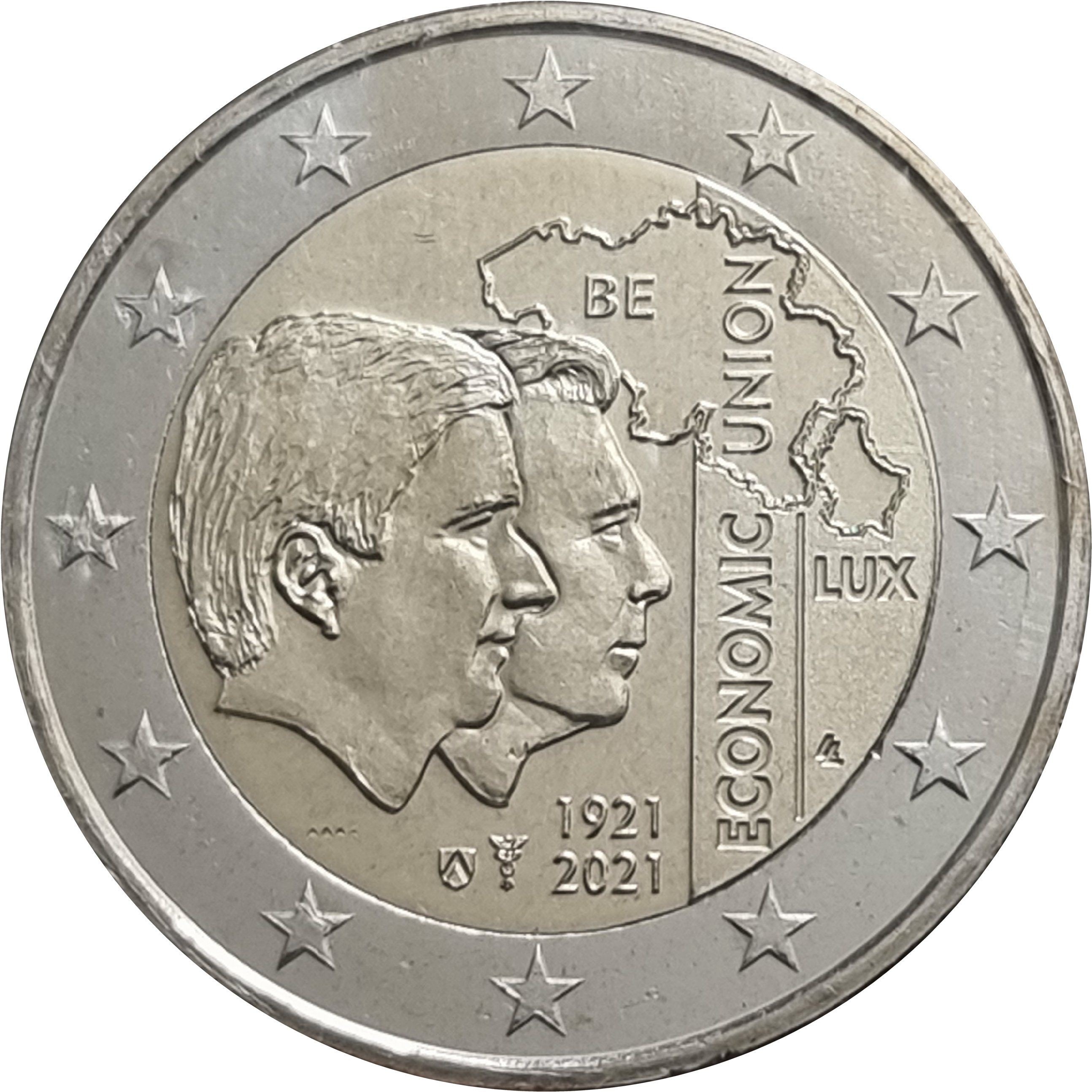 Belgium 2 euro 2021 — 100 Years of Economic Union Belgium-Luxembourg (BLEU)