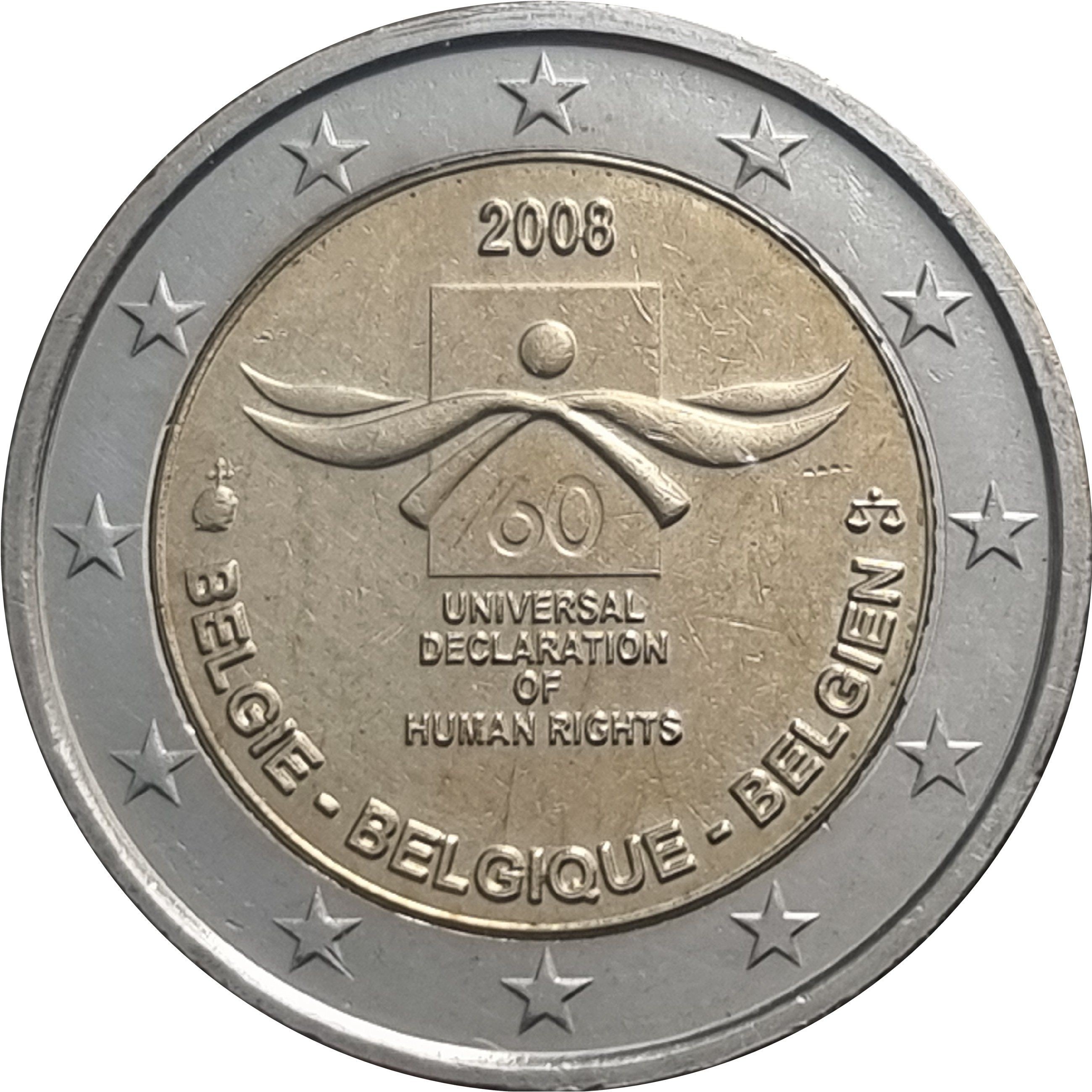 Belgium 2 euro 2008 — 60th Anniversary of the Universal Declaration of Human Rights