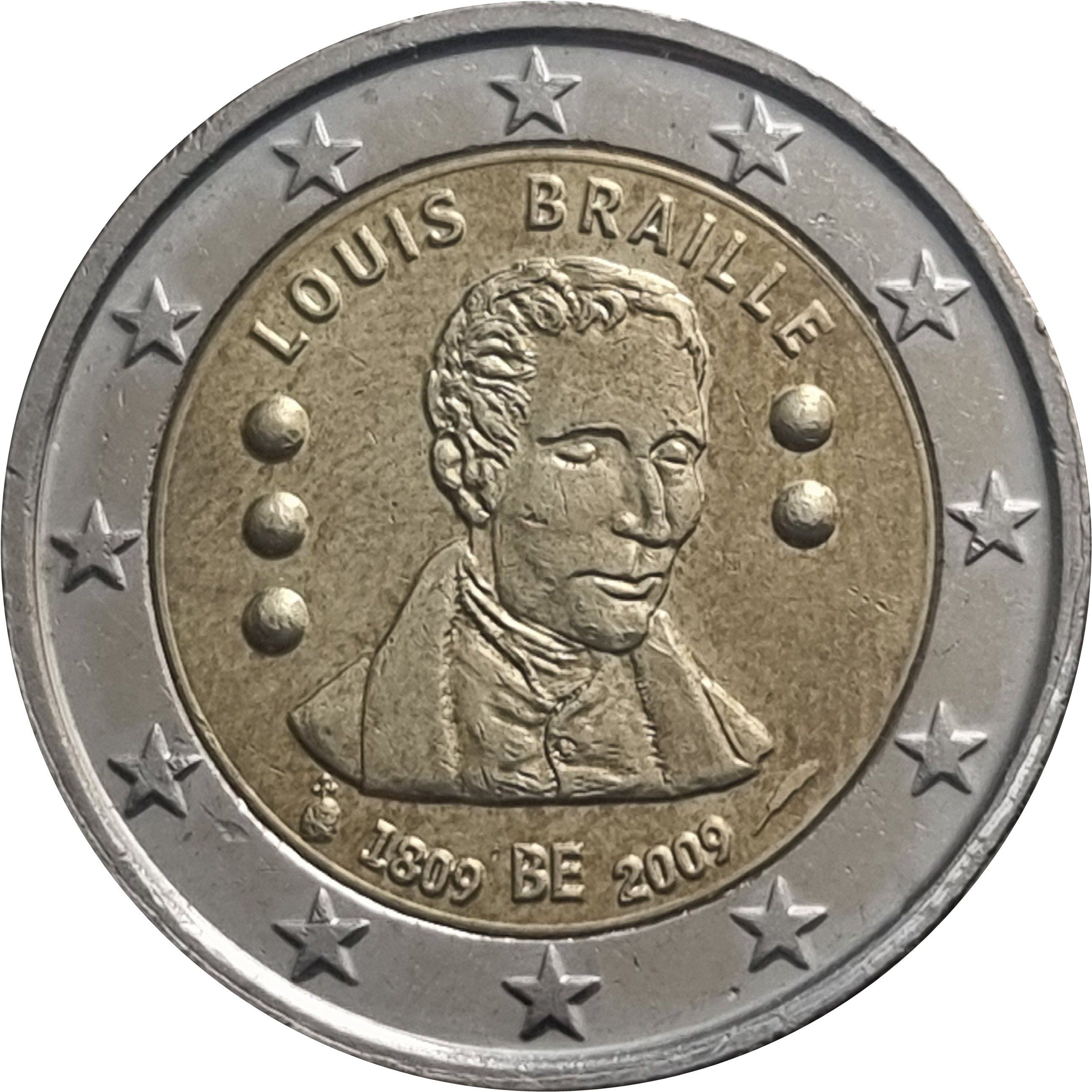 Belgium 2 euro 2009 — 200th anniversary of Louis Braille’s birth