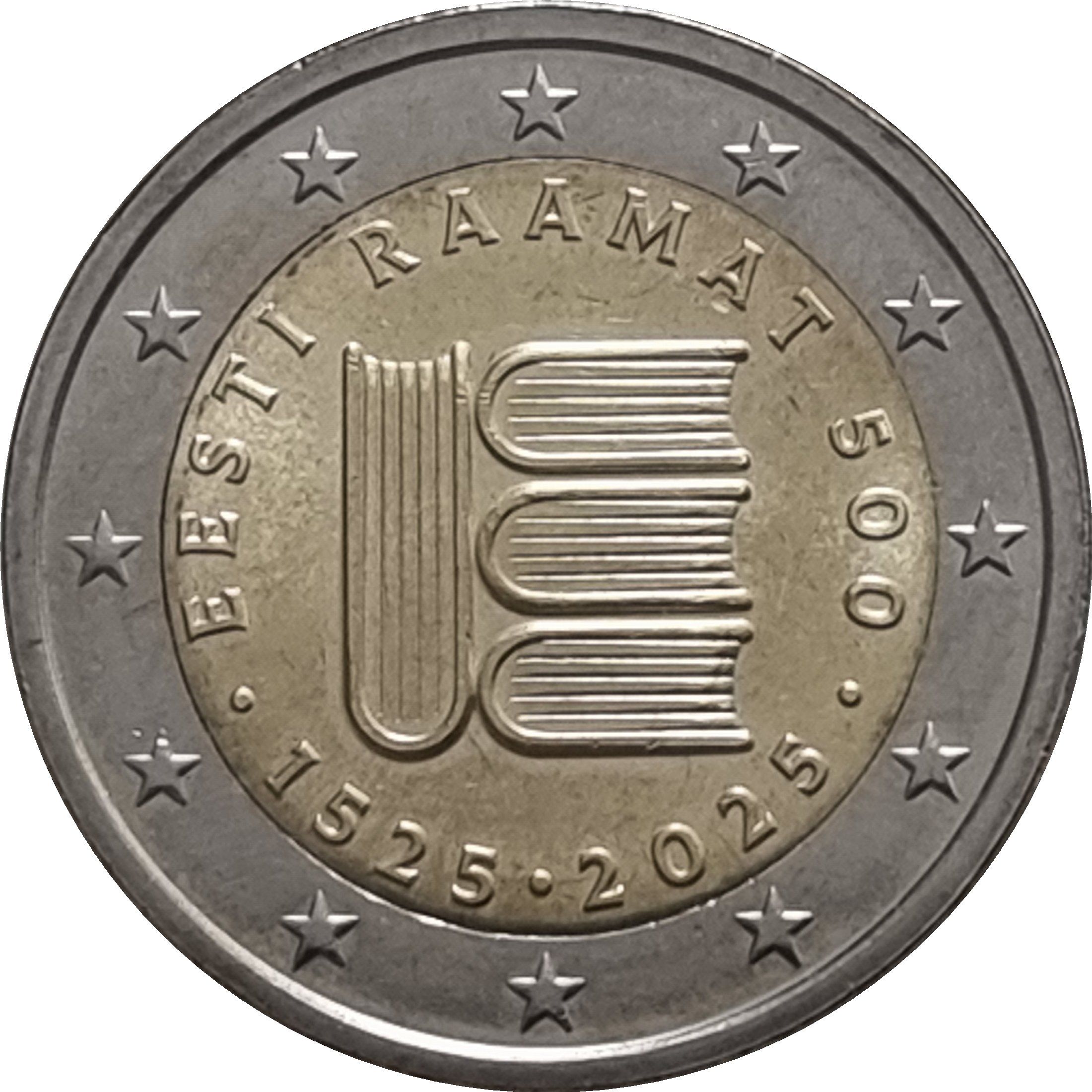 Estonia 2 euro 2025 — 500 years of books in Estonian