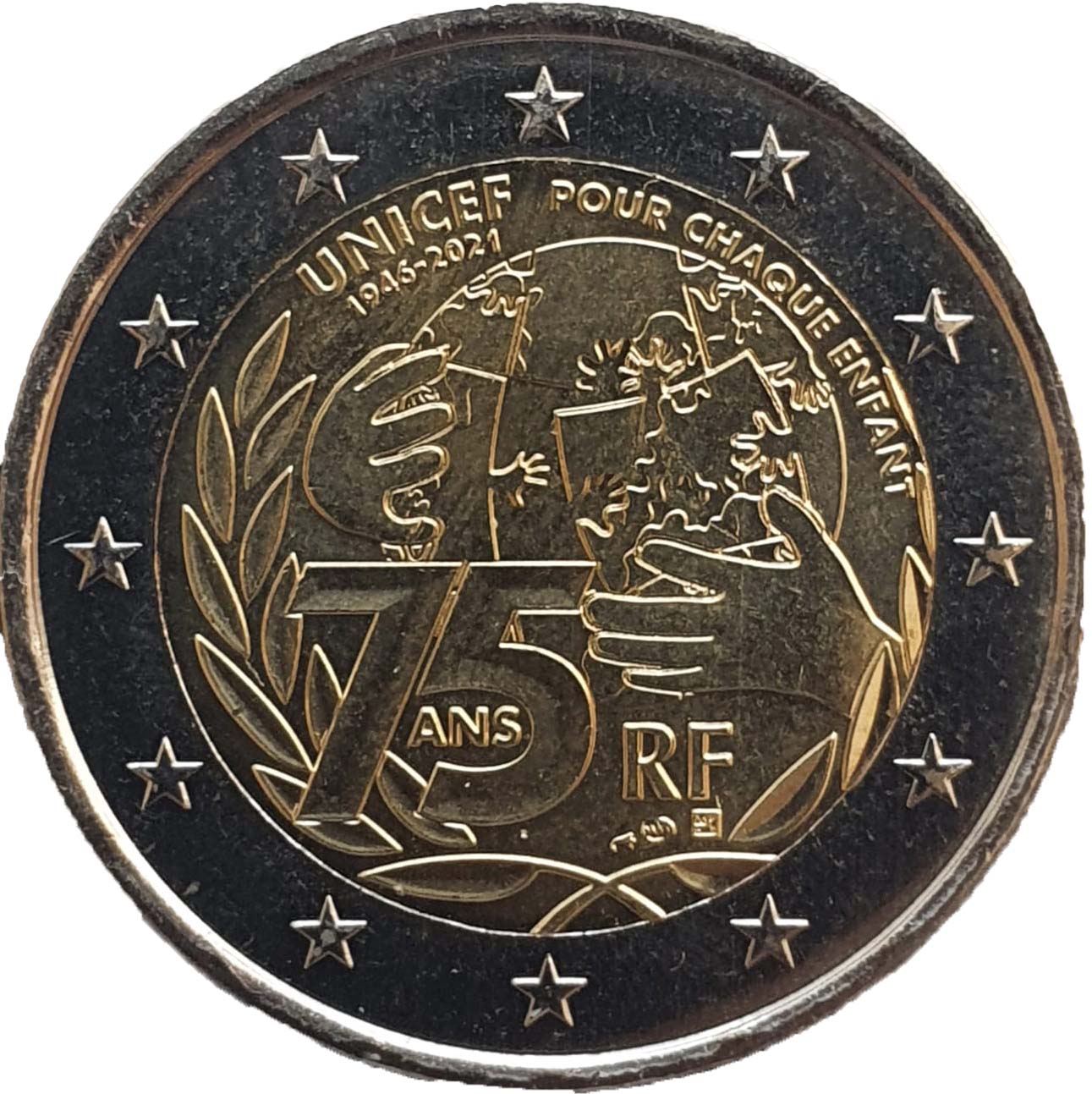 France 2 euro 2021 — 75 Years of UNICEF