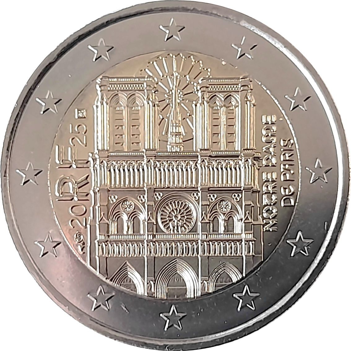 France 2 euro 2025 — 1st anniversary of the reopening of Notre Dame Cathedral in Paris