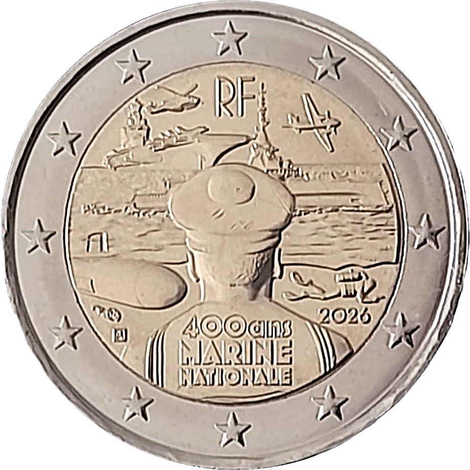 France 2 euro 2026 — 400th anniversary of French Navy