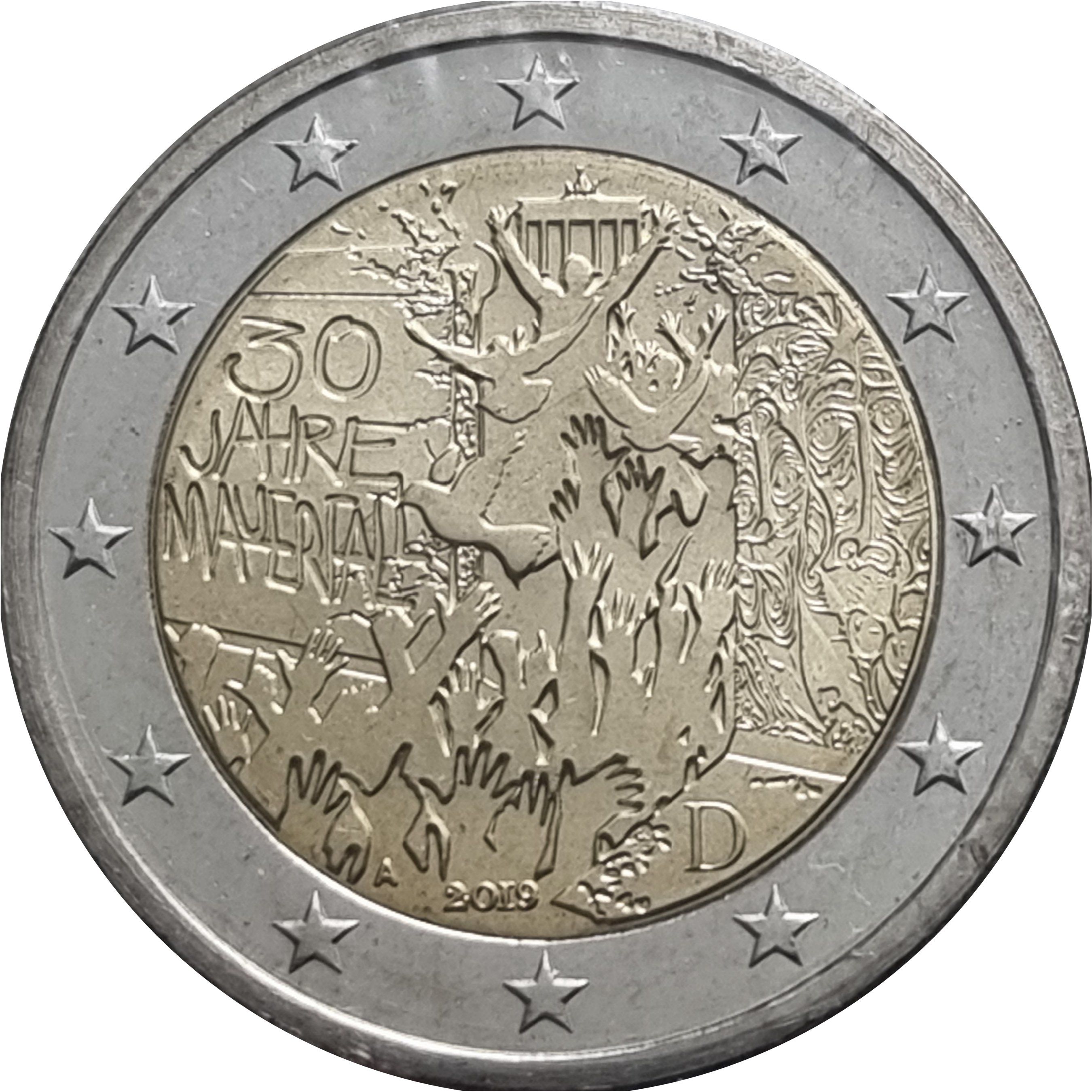 Germany (J) 2 euro 2019 — 30 years of the fall of the Berlin Wall