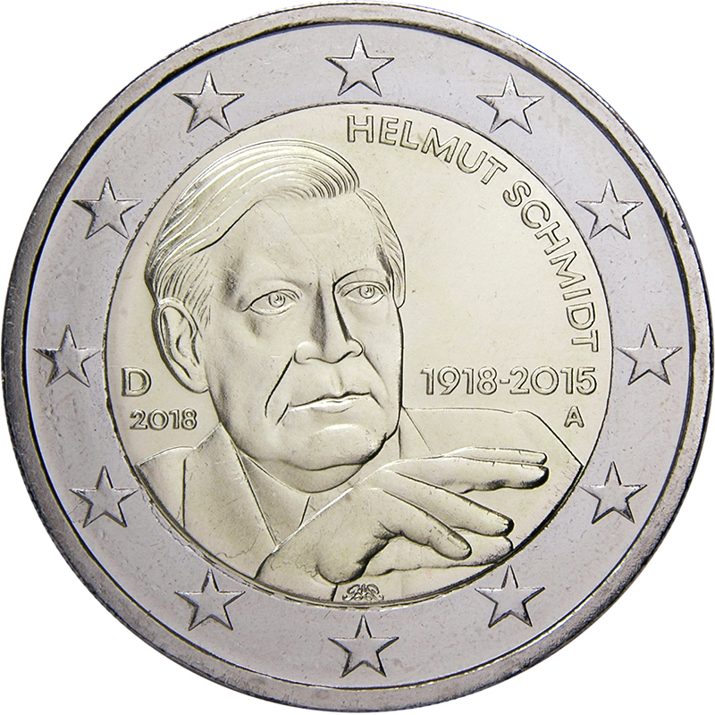 Germany (A) 2 euro 2018 — Centennial - Birth of Helmut Schmidt