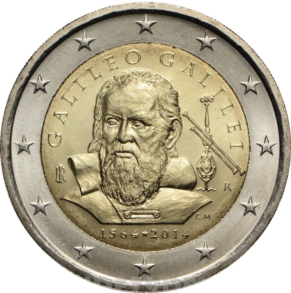 Italy 2 euro 2014 — 450th Anniversary of the Birth of Galileo Galilei