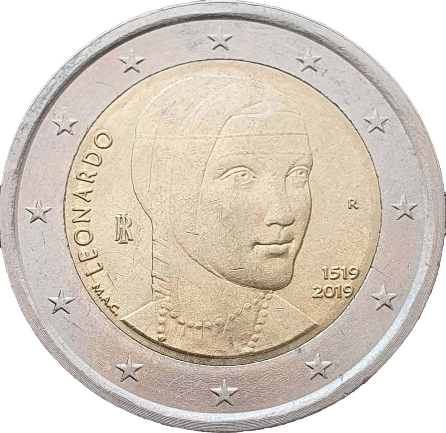 Italy 2 euro 2019 — The 500th Anniversary of the Death of Leonardo da Vinci