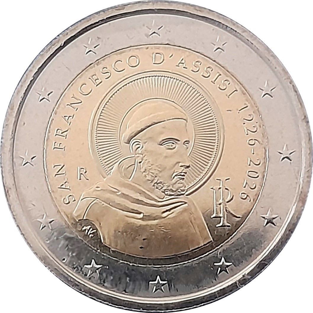 Italy 2 euro 2026 — 800th anniversary of the death of Saint Francis of Assisi