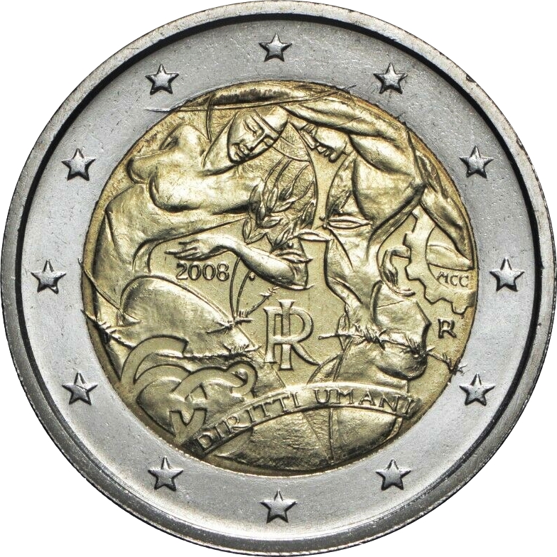 Italy 2 euro 2008 — 60th Anniversary of the Universal Declaration of Human Rights