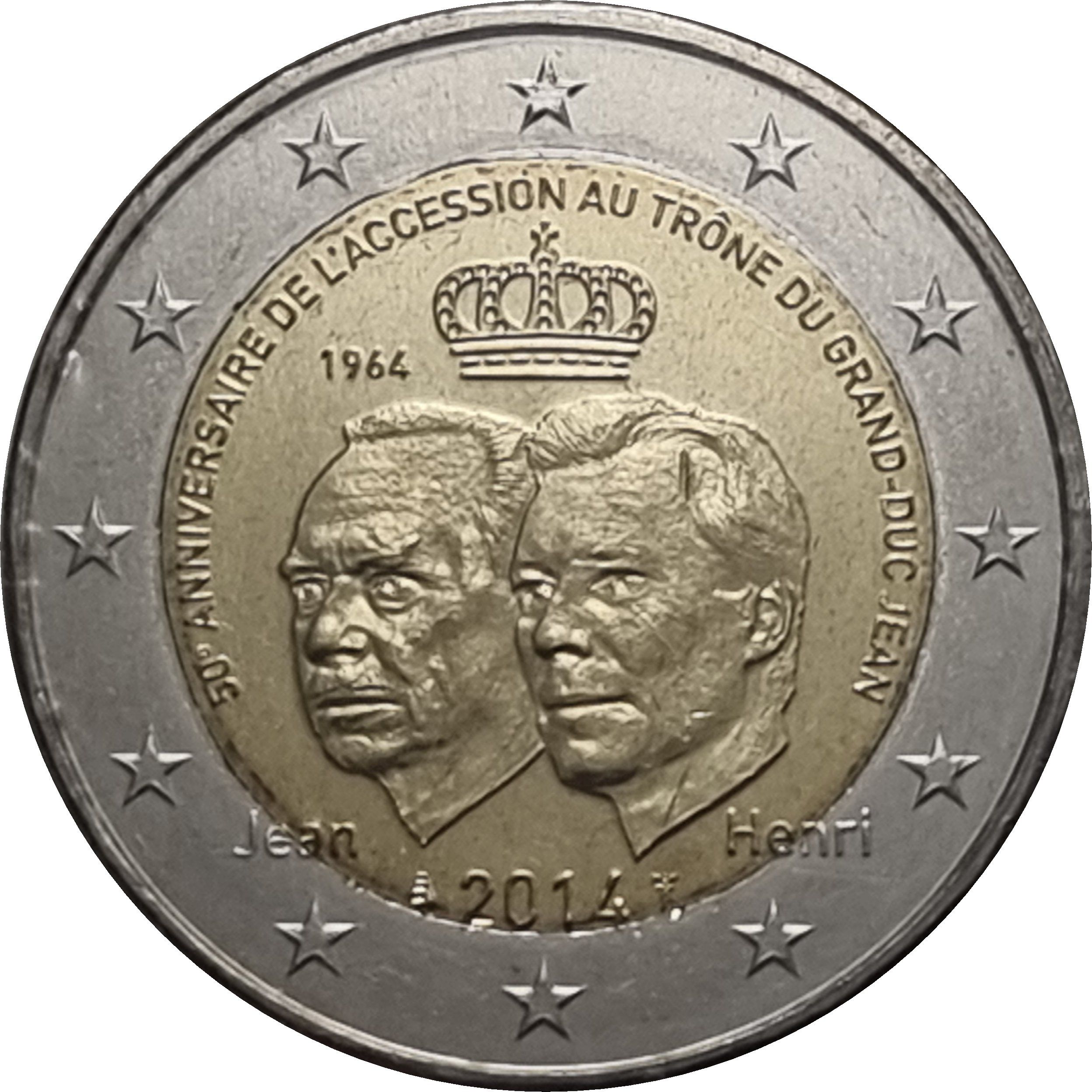 Luxembourg 2 euro 2014 — 50th Anniversary of the Accession of Grand Duke Jean