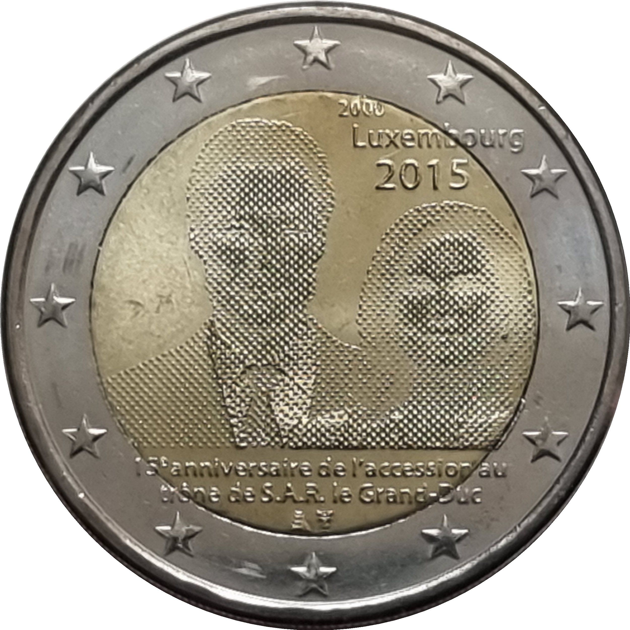 Luxembourg 2 euro 2015 — 15th Anniversary of the accession to the throne of H.R.H. the Grand Duke