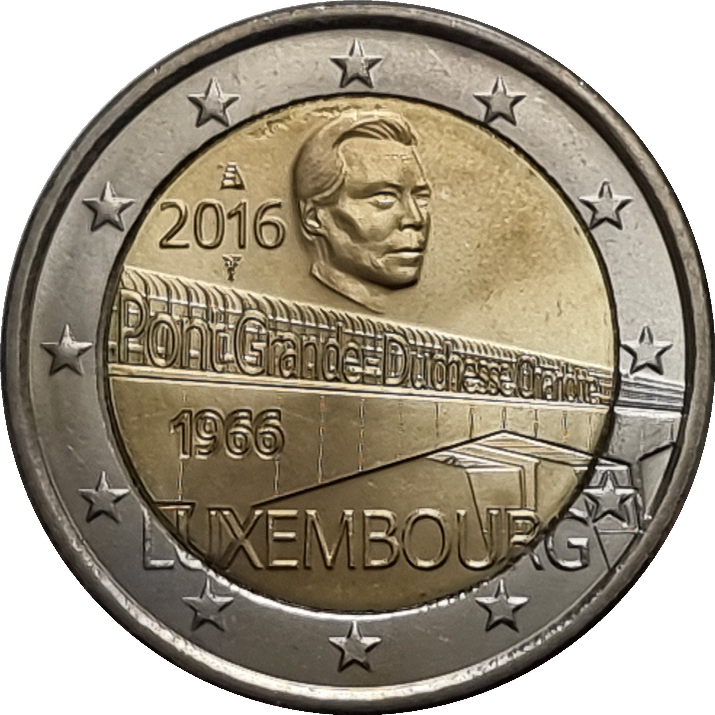 Luxembourg 2 euro 2016 — 50 Years of Grand Duchess Charlotte Bridge
