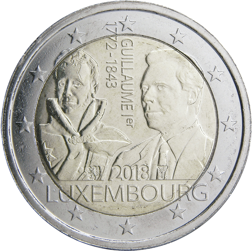 Luxembourg 2 euro 2018 — The 175th anniversary of the death of the Grand Duke Guillaume Ist