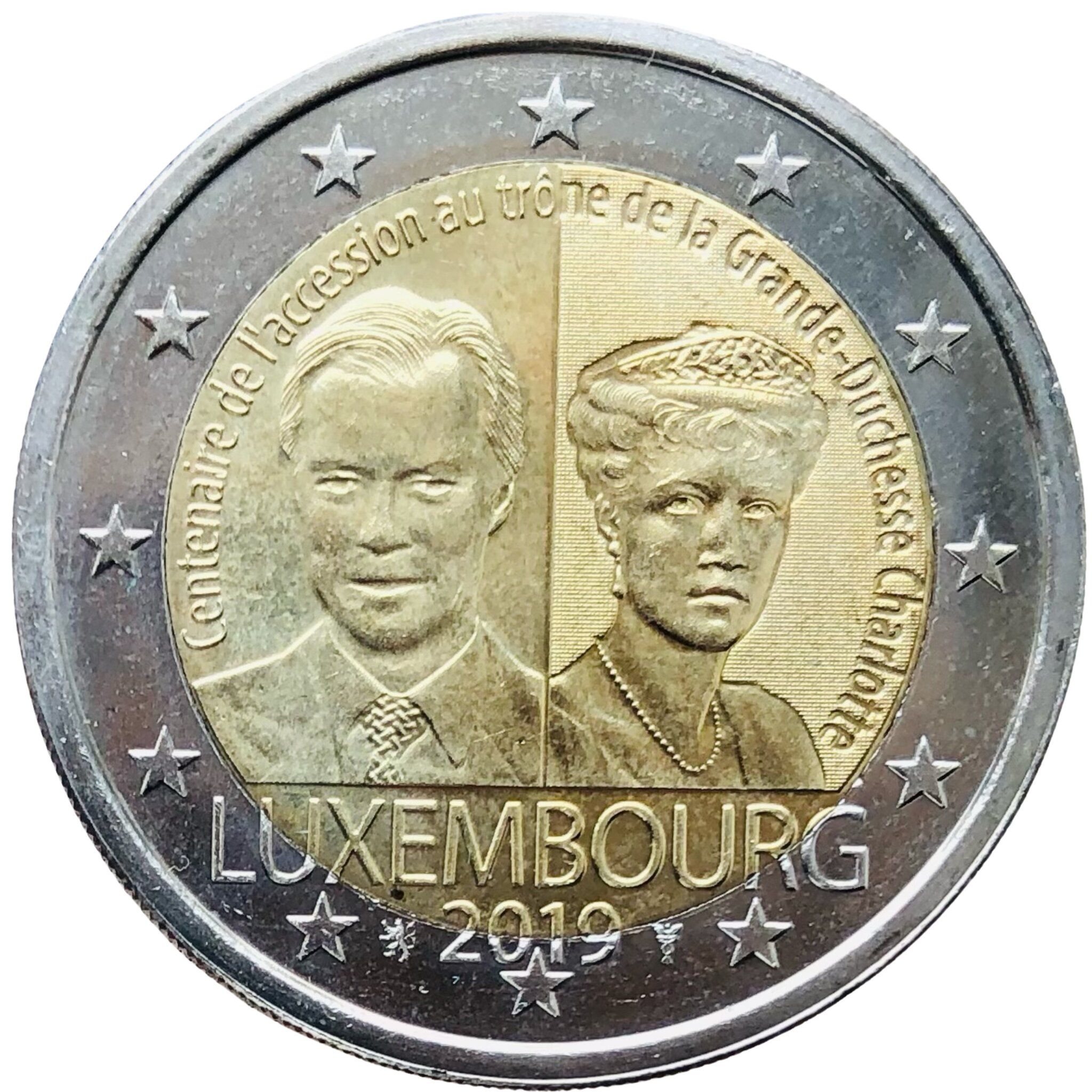 Luxembourg 2 euro 2019 — The 100th anniversary of the accession to the throne of Grand Duchess Charlotte.