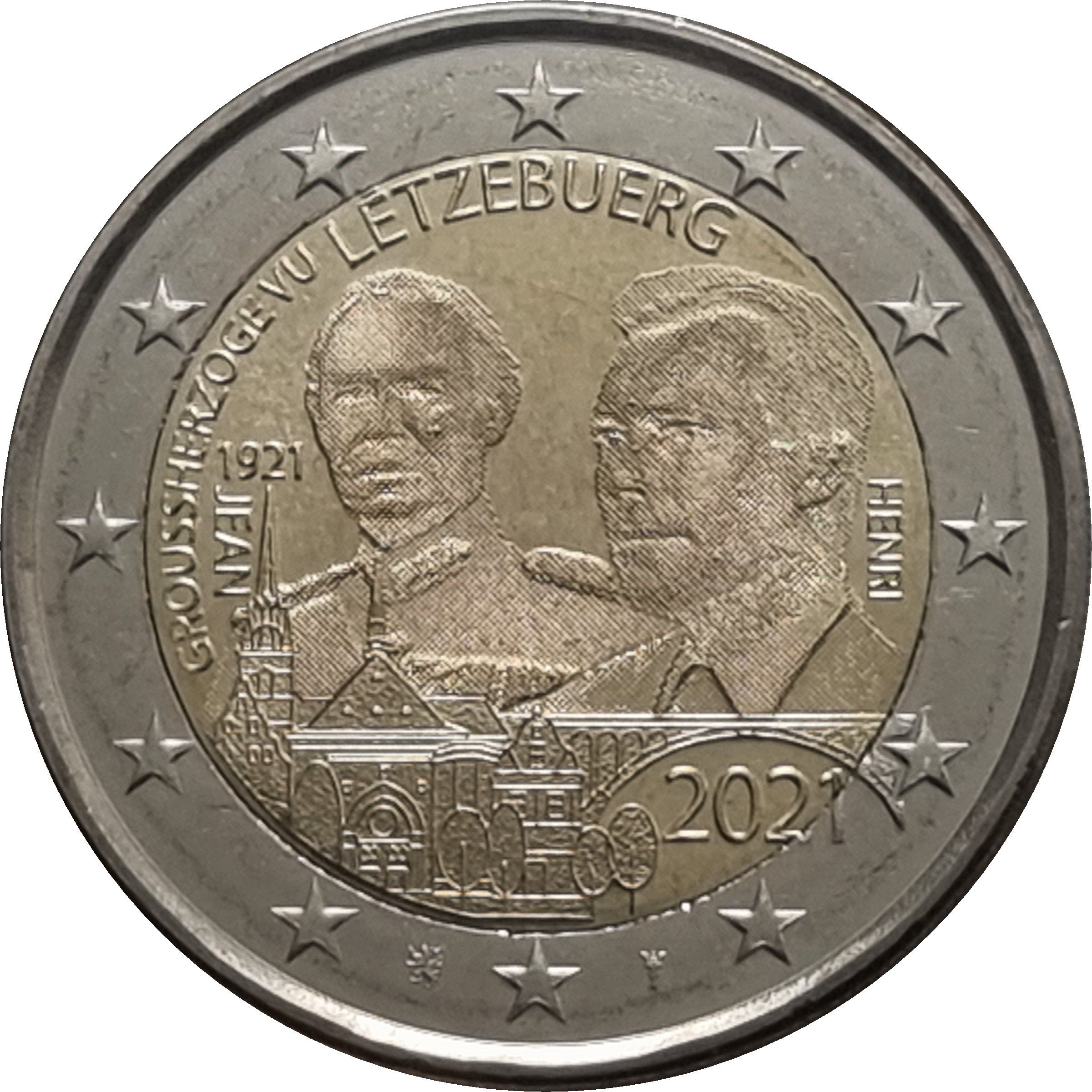 Luxembourg 2 euro 2021 — 100th Anniversary of the birth of Grand Duke Jean (hologram version)