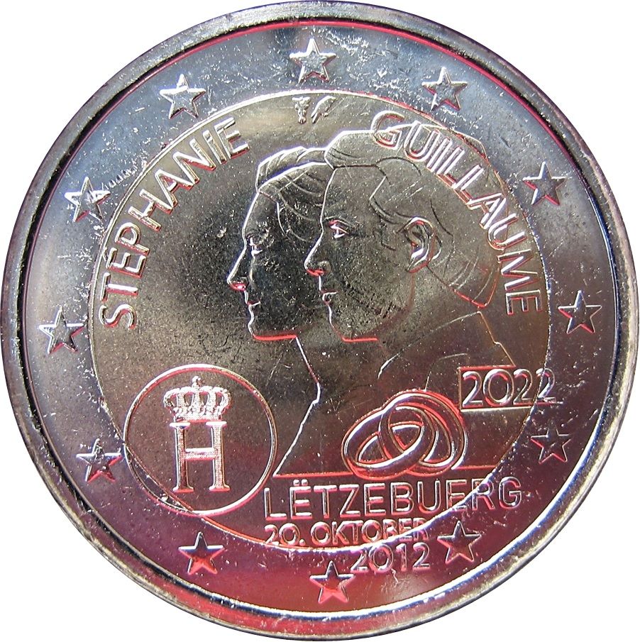 Luxembourg 2 euro 2022 — 10th. Anniversary of Hereditary Grand Dukes Guillaume's and Stephanie's wedding