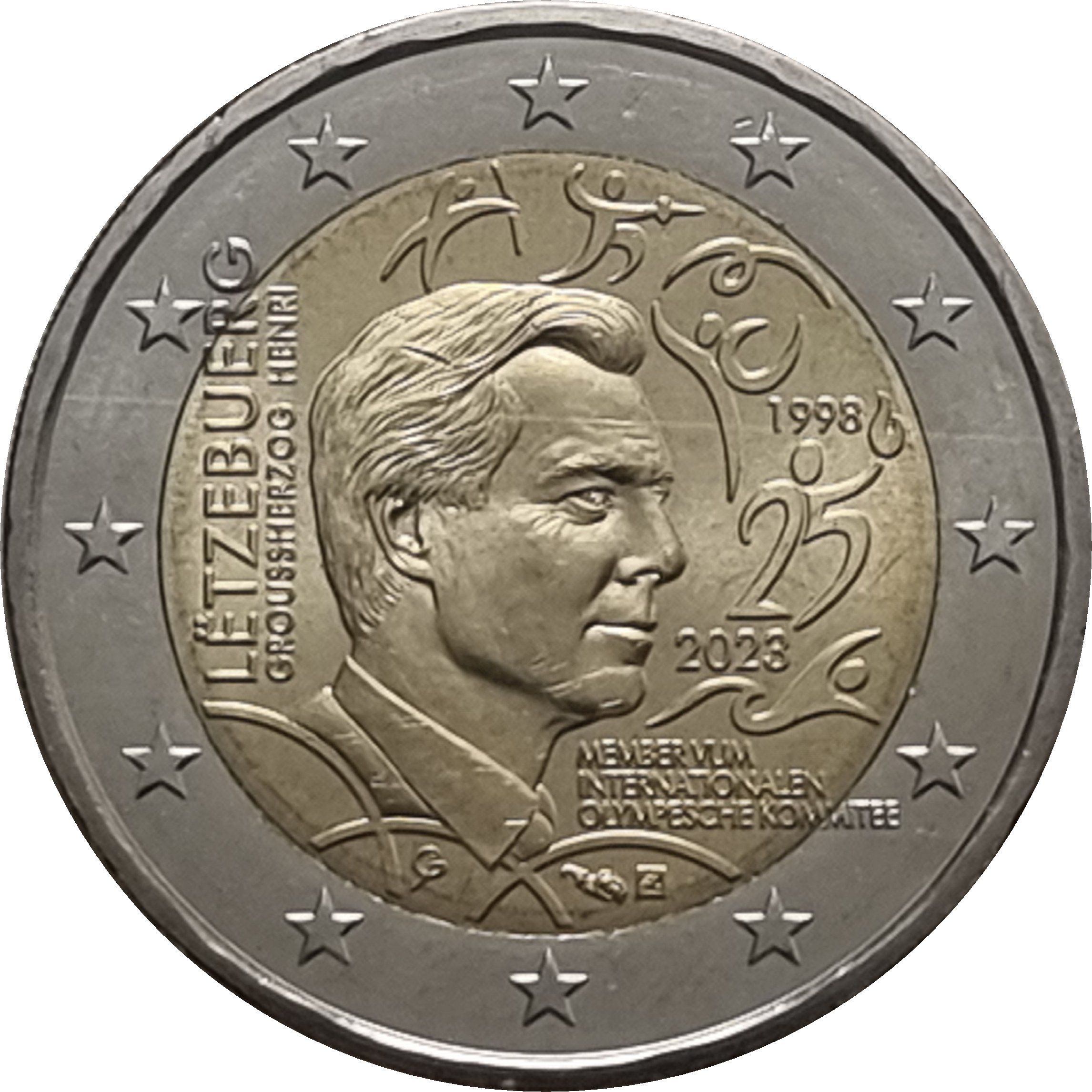 Luxembourg 2 euro 2023 — 25th Anniversary of the admission of Grand Duke Henri as a member of the International Olympic Committee (classic version)
