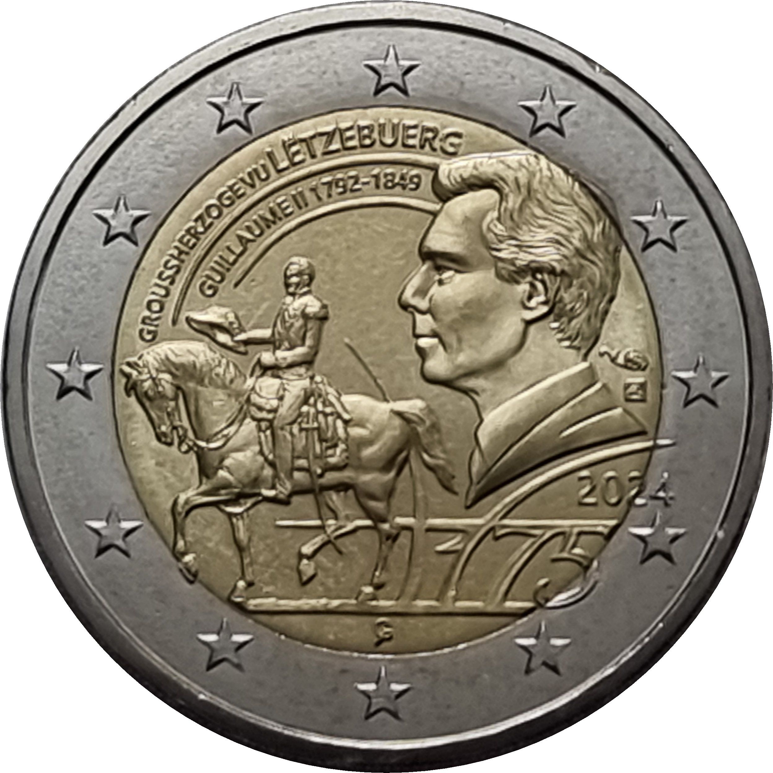 Luxembourg 2 euro 2024 — 175th Anniversary of the Death of the Grand Duke Guillaume II (classic version)