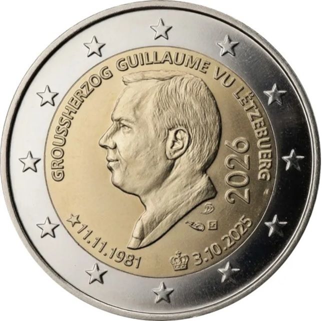 Luxembourg 2 euro 2026 — Accession to the Throne and 45th Birthday of Grand Duke Guillaume V