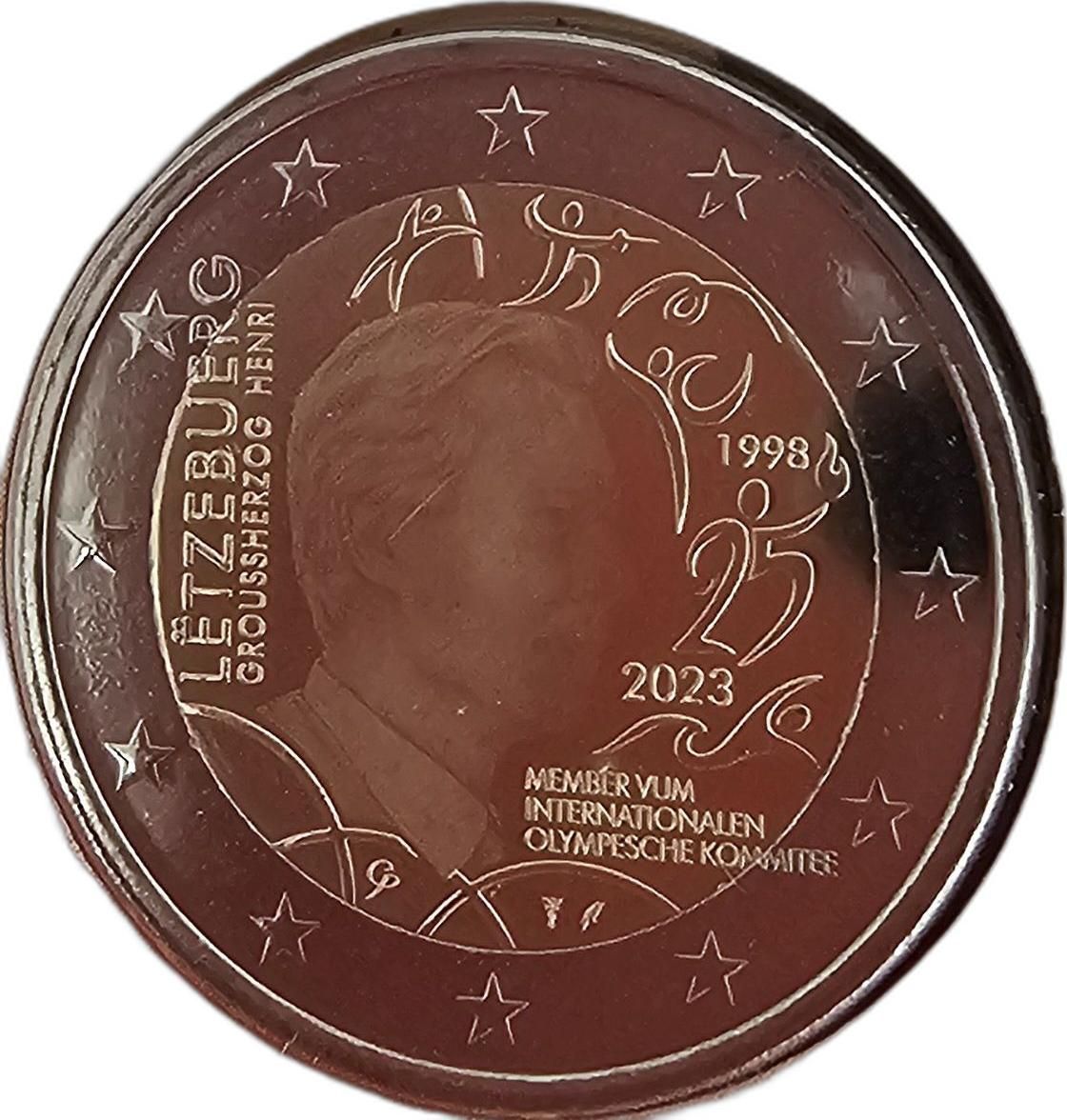 Luxembourg 2 euro 2023 — 25th Anniversary of the admission of Grand Duke Henri as a member of the International Olympic Committee (hologram version)