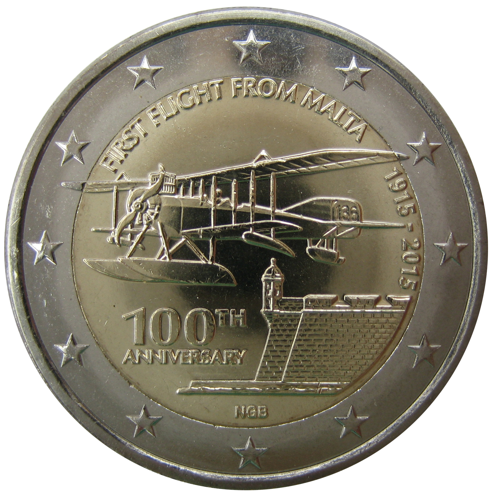 Malta 2 euro 2015 — 100th Anniversary of First Flight from Malta