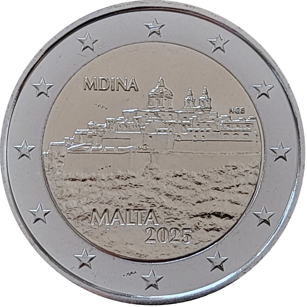 Malta 2 euro 2025 — Maltese Walled Cities; Mdina