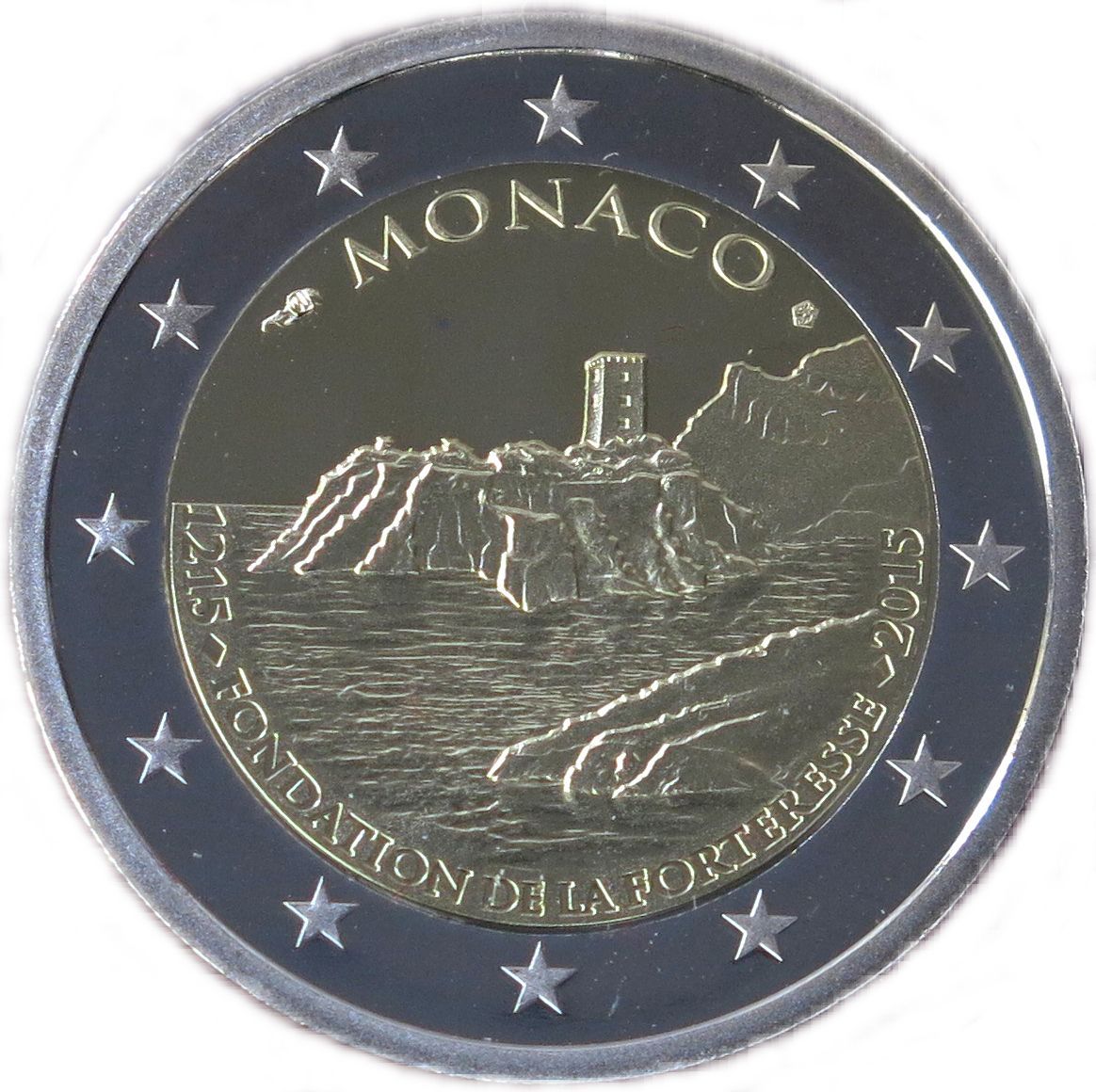 Monaco 2 euro 2015 — 800th Anniversary of the Construction of the first Castle on the Rock