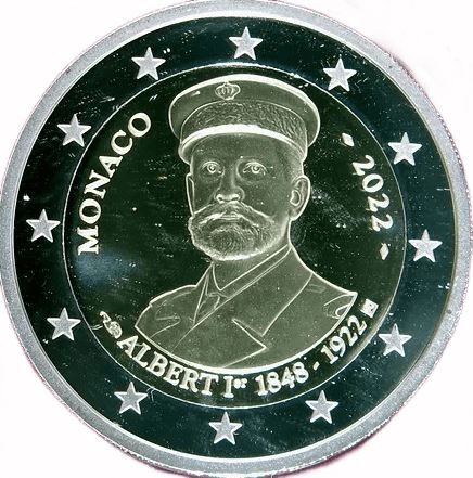 Monaco 2 euro 2022 — Centenary of the death of Prince Albert I of Monaco