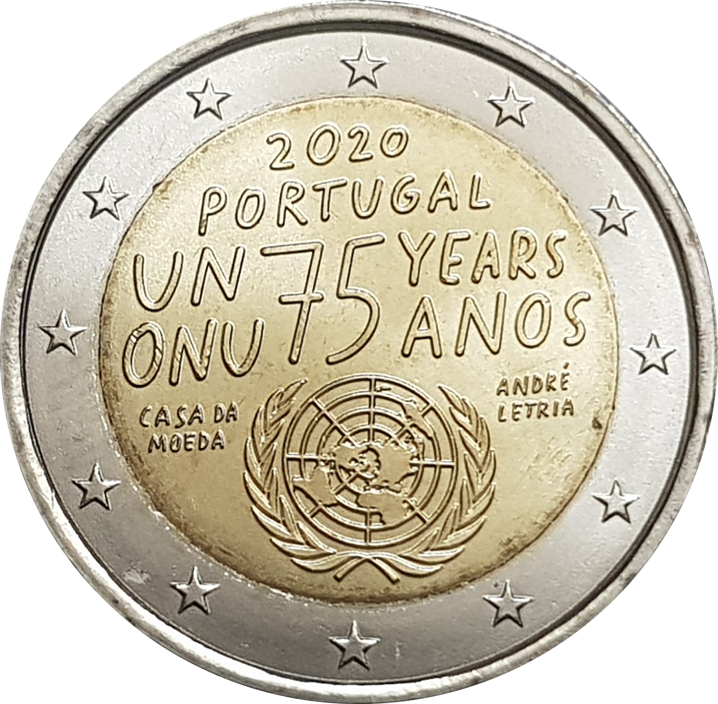 Portugal 2 euro 2020 — 75th anniversary of United Nations