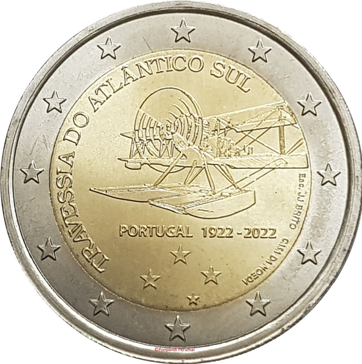 Portugal 2 euro 2022 — Centenary of the first crossing of the South Atlantic by plane