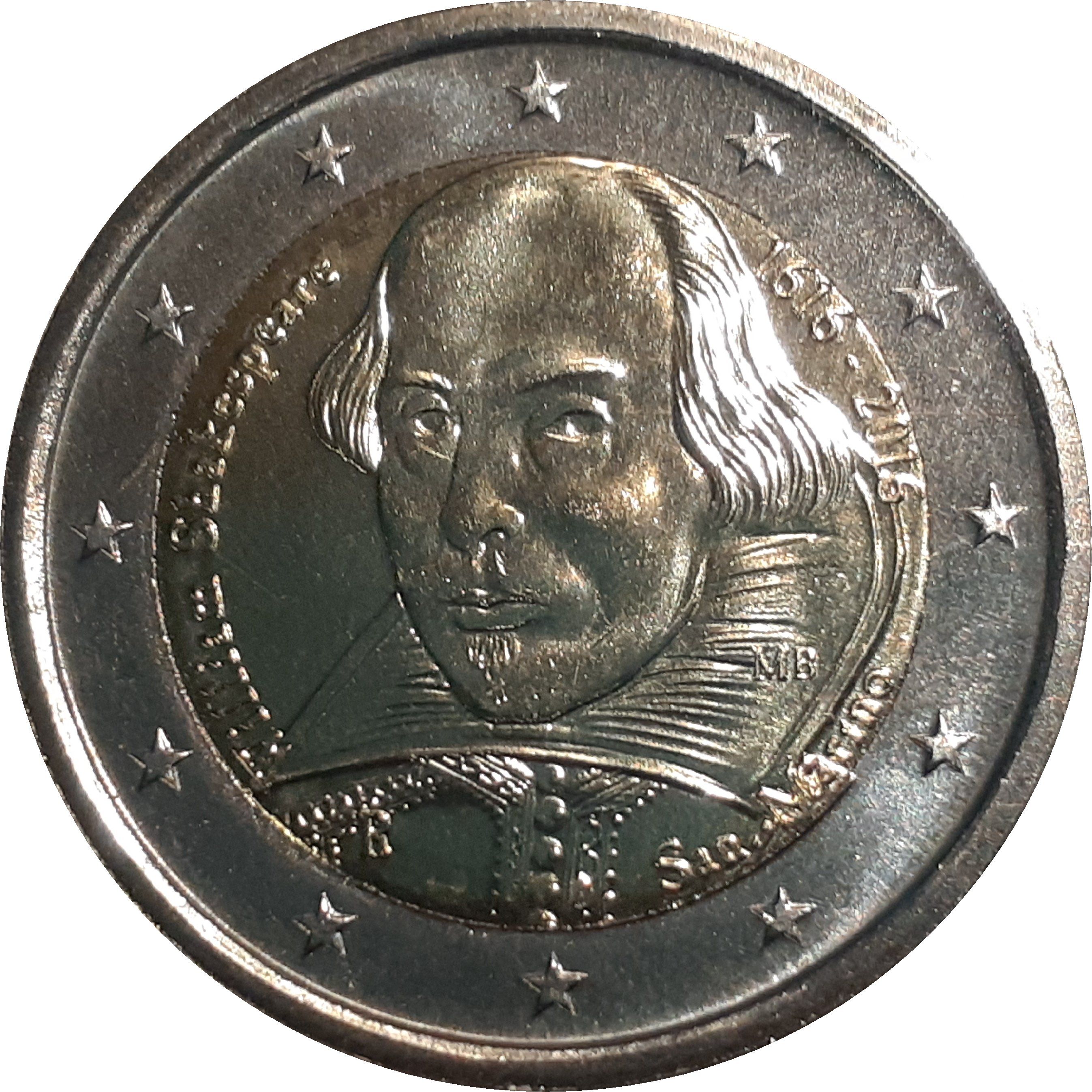 San Marino 2 euro 2016 — 400th anniversary of the death of William Shakespeare