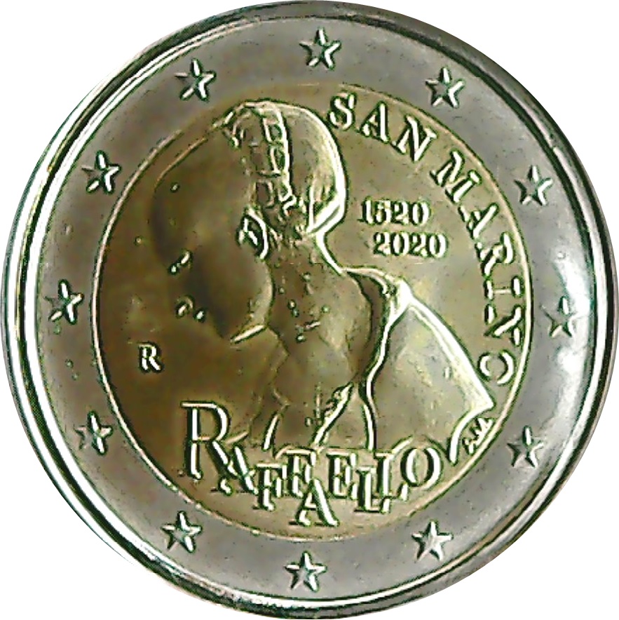 San Marino 2 euro 2020 — 500th Anniversary of the Death of Raphael