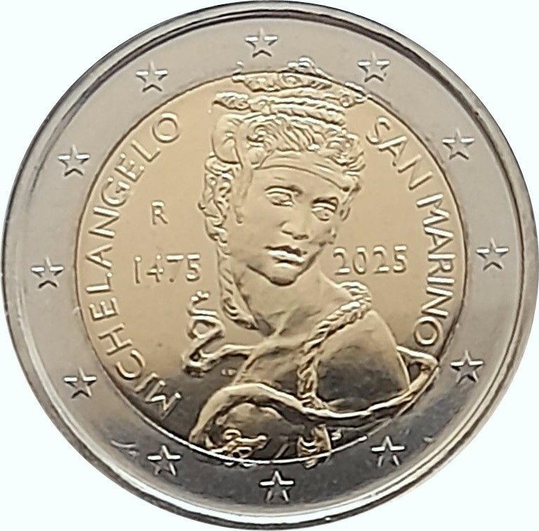 San Marino 2 euro 2025 — 550th Anniversary of the Birth of Michelangelo