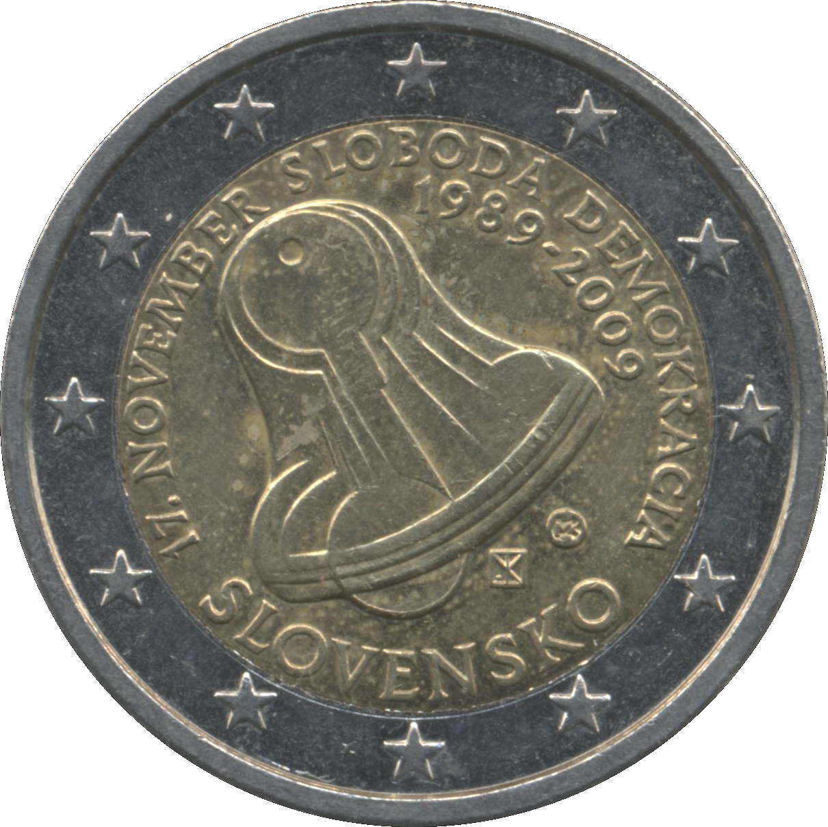 Slovakia 2 euro 2009 — 20th Anniversary of Freedom
