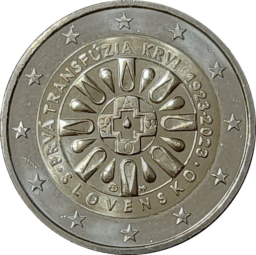 Slovakia 2 euro 2023 — 100th anniversary of the first blood transfusion in Slovakia