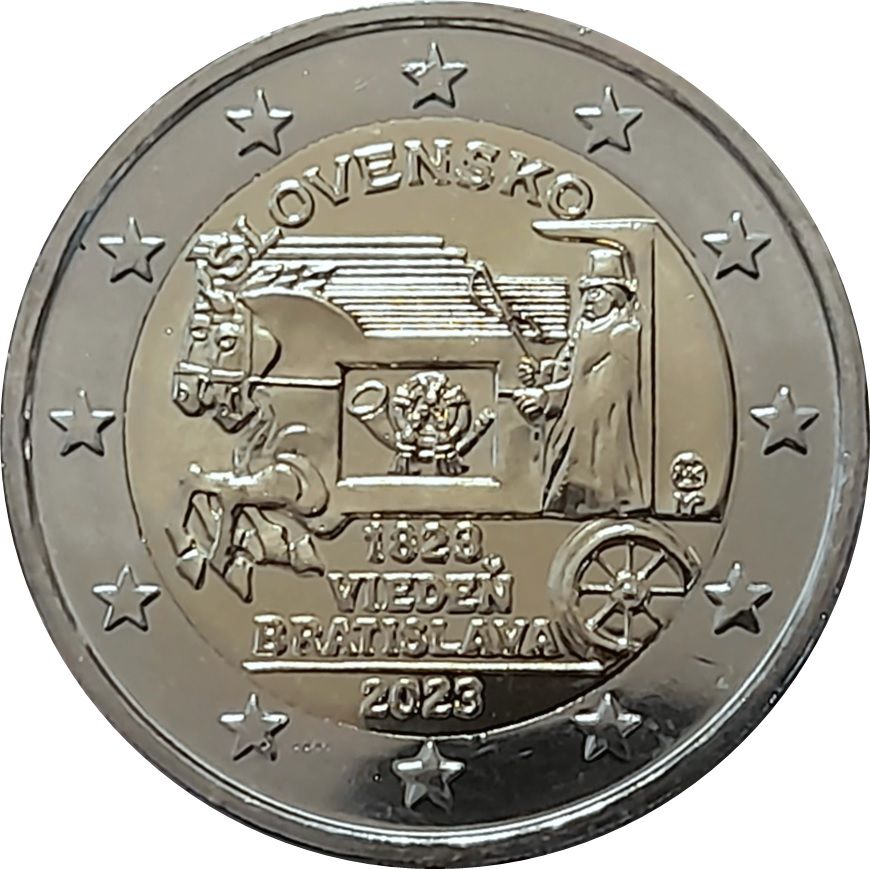 Slovakia 2 euro 2023 — 200th anniversary of the start of the horse-drawn express mail coach service between Vienna and Bratislava