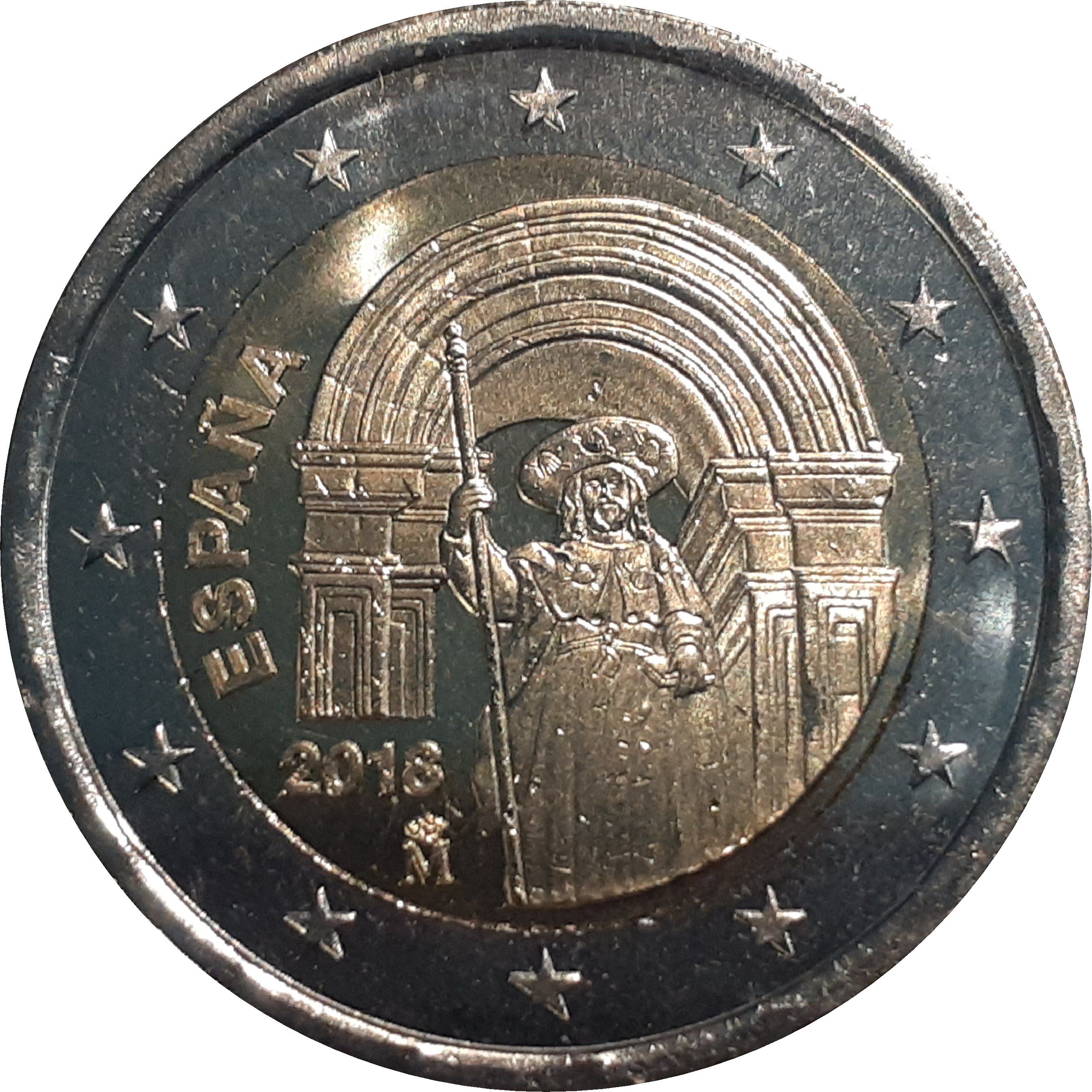 Spain 2 euro 2018 — Old town of Santiago de Compostela