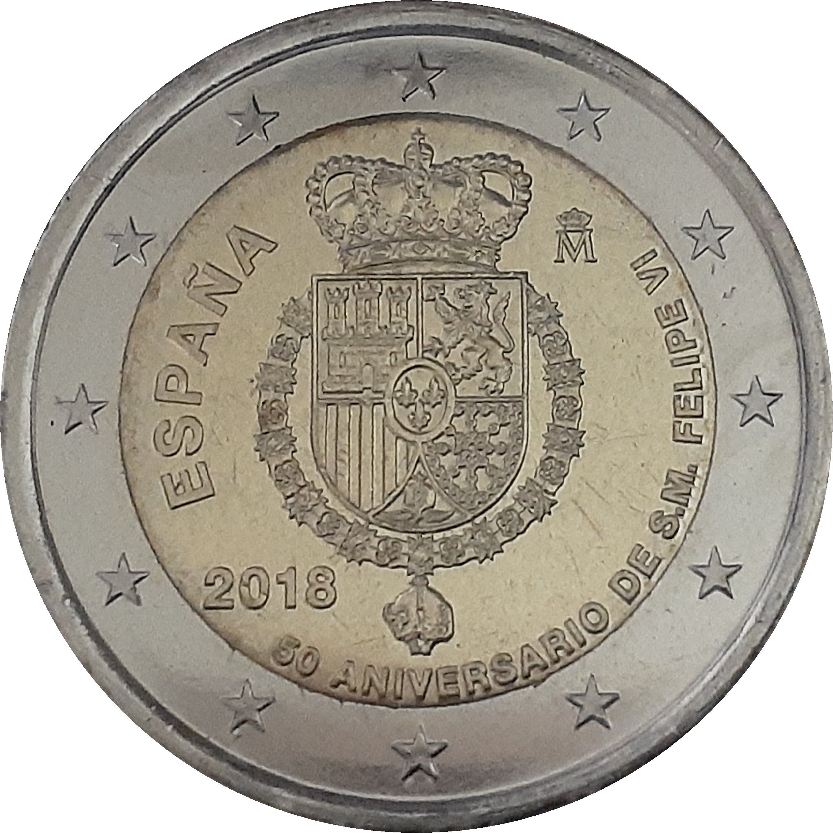 Spain 2 euro 2018 — 50th Birthday of King Felipe VI