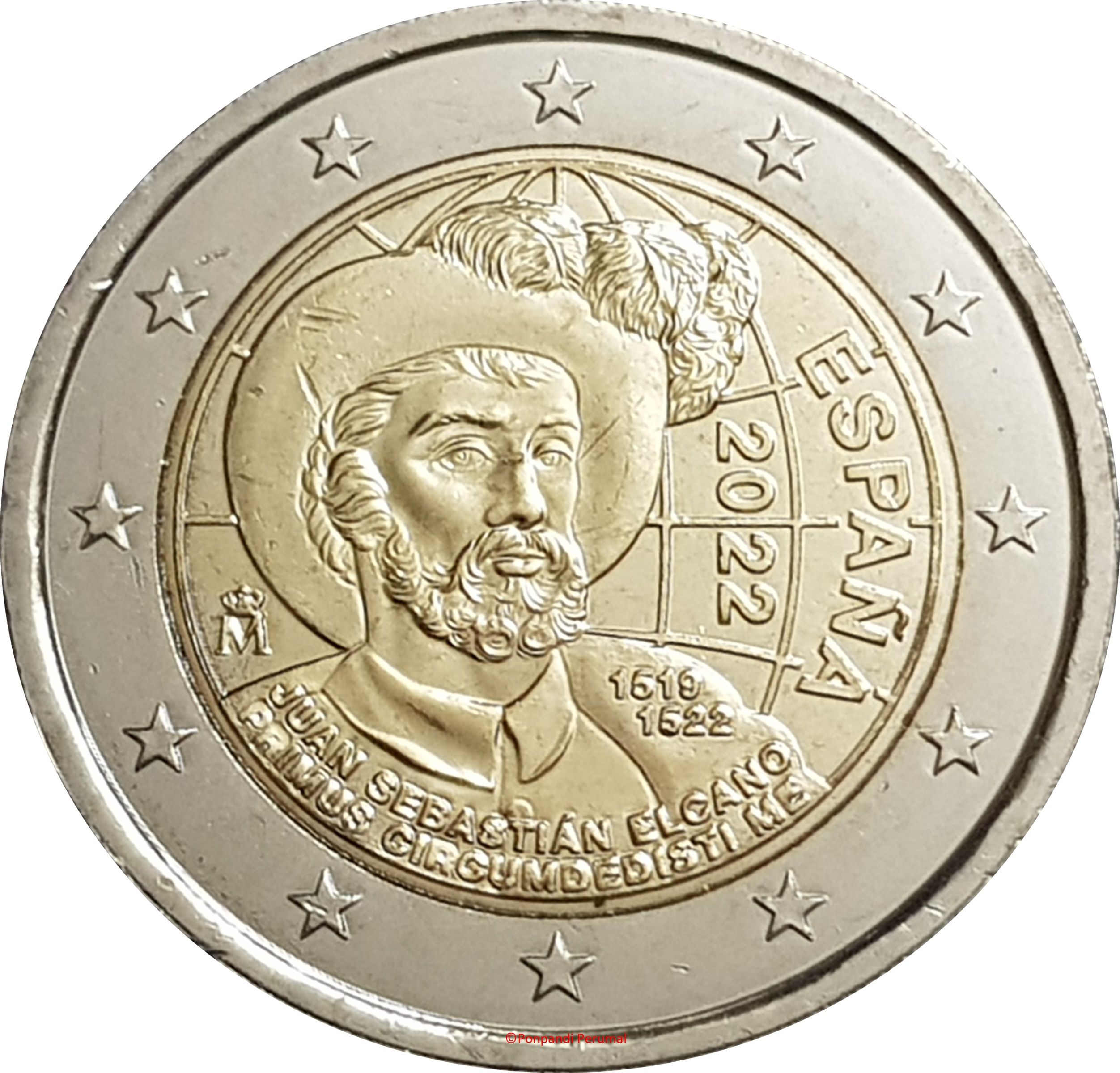 Spain 2 euro 2022 — 500th anniversary of Elcano's 1st round-the-world voyage