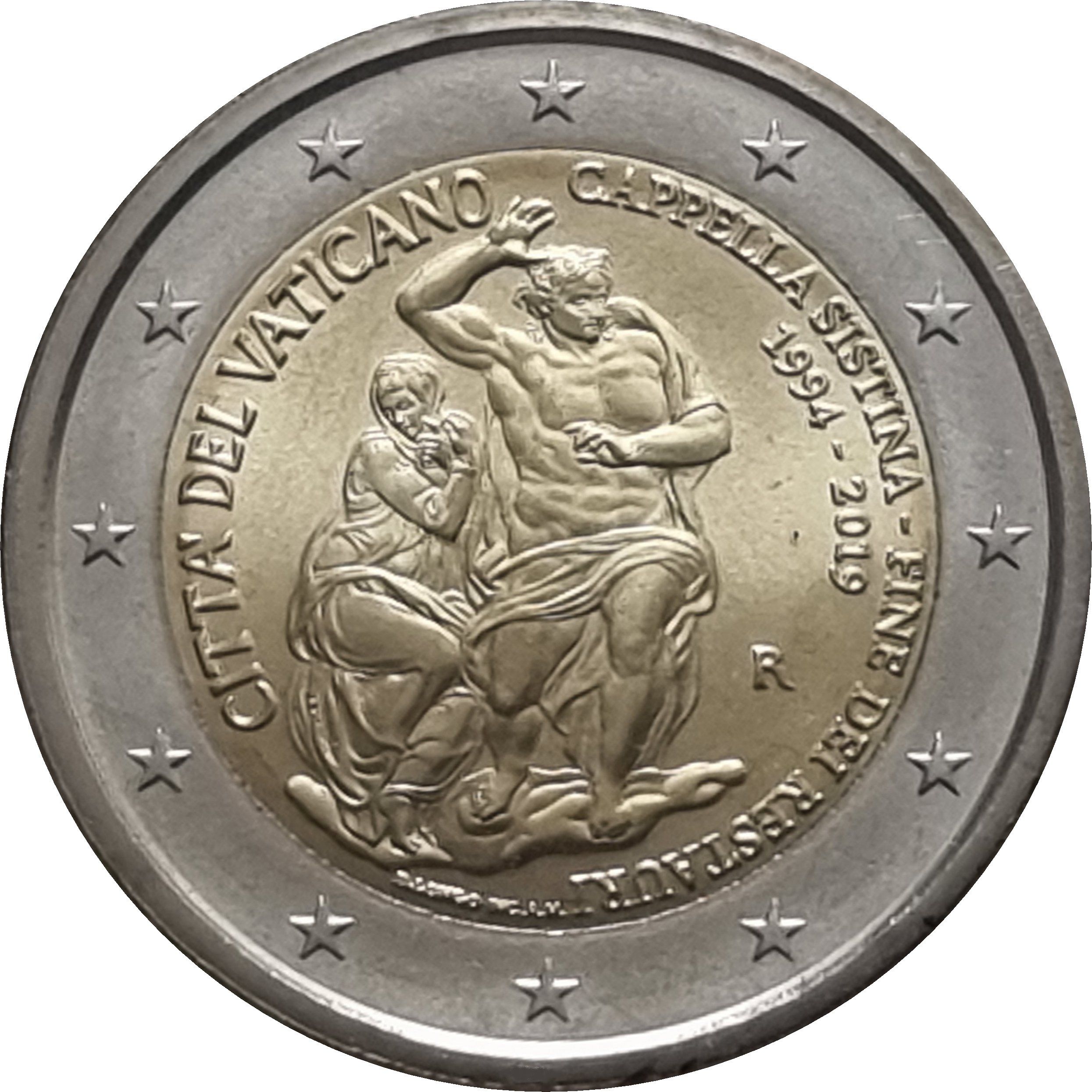 Vatican City 2 euro 2019 — 25th Anniversary of the Restoration of the Sistine Chapel