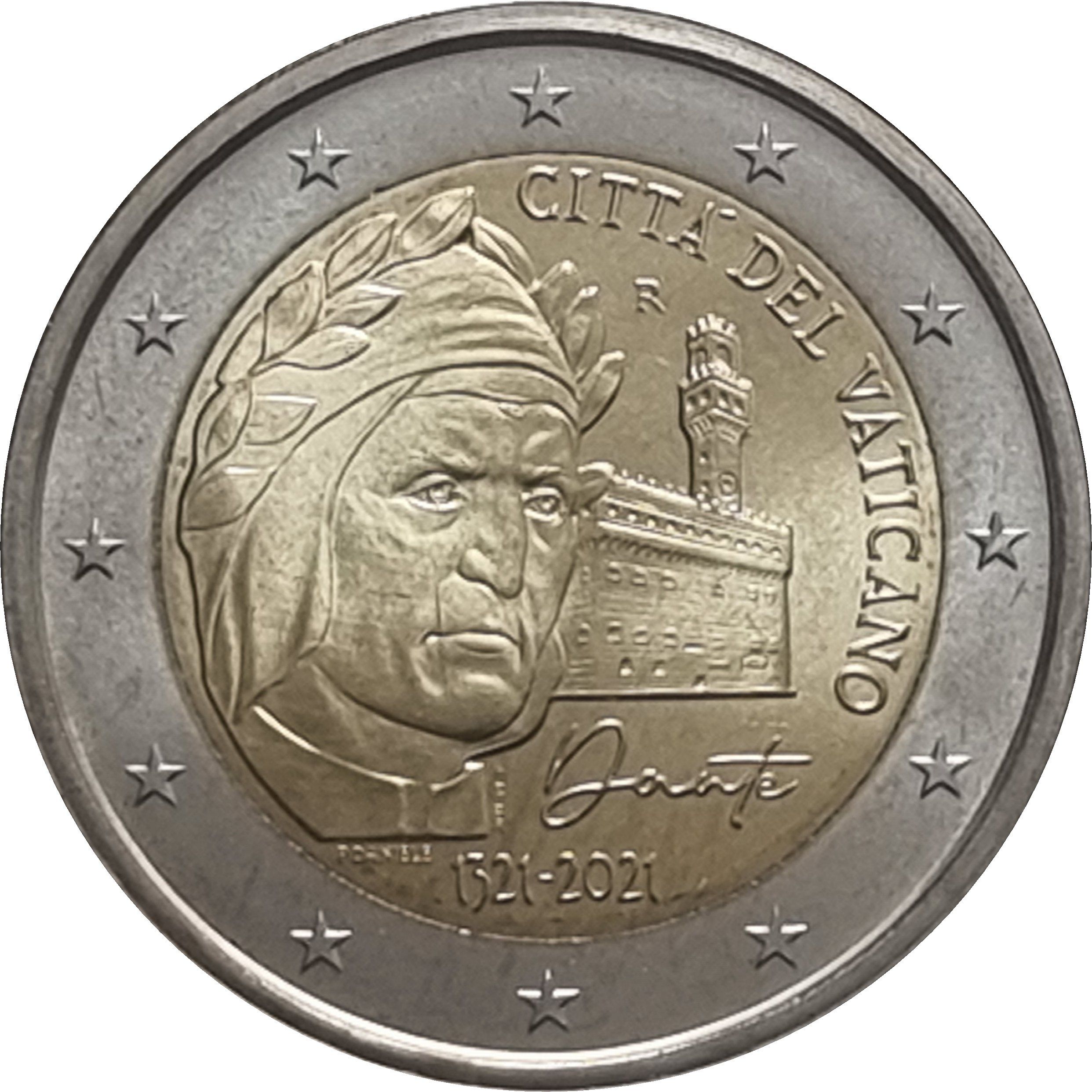 Vatican City 2 euro 2021 — 700th Anniversary of the Death of Dante Alighieri