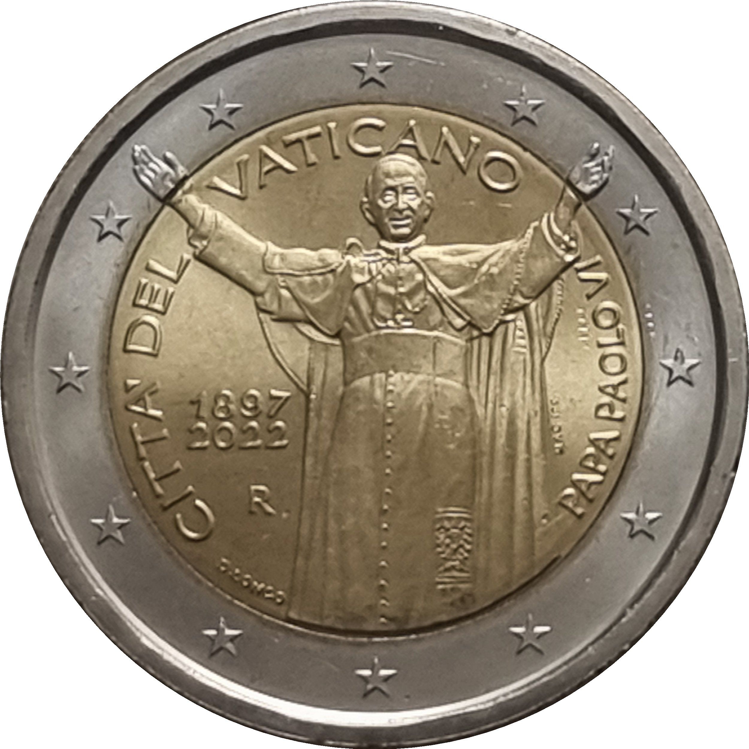 Vatican City 2 euro 2022 — 125th Anniversary of the birth of Pope Paul VI