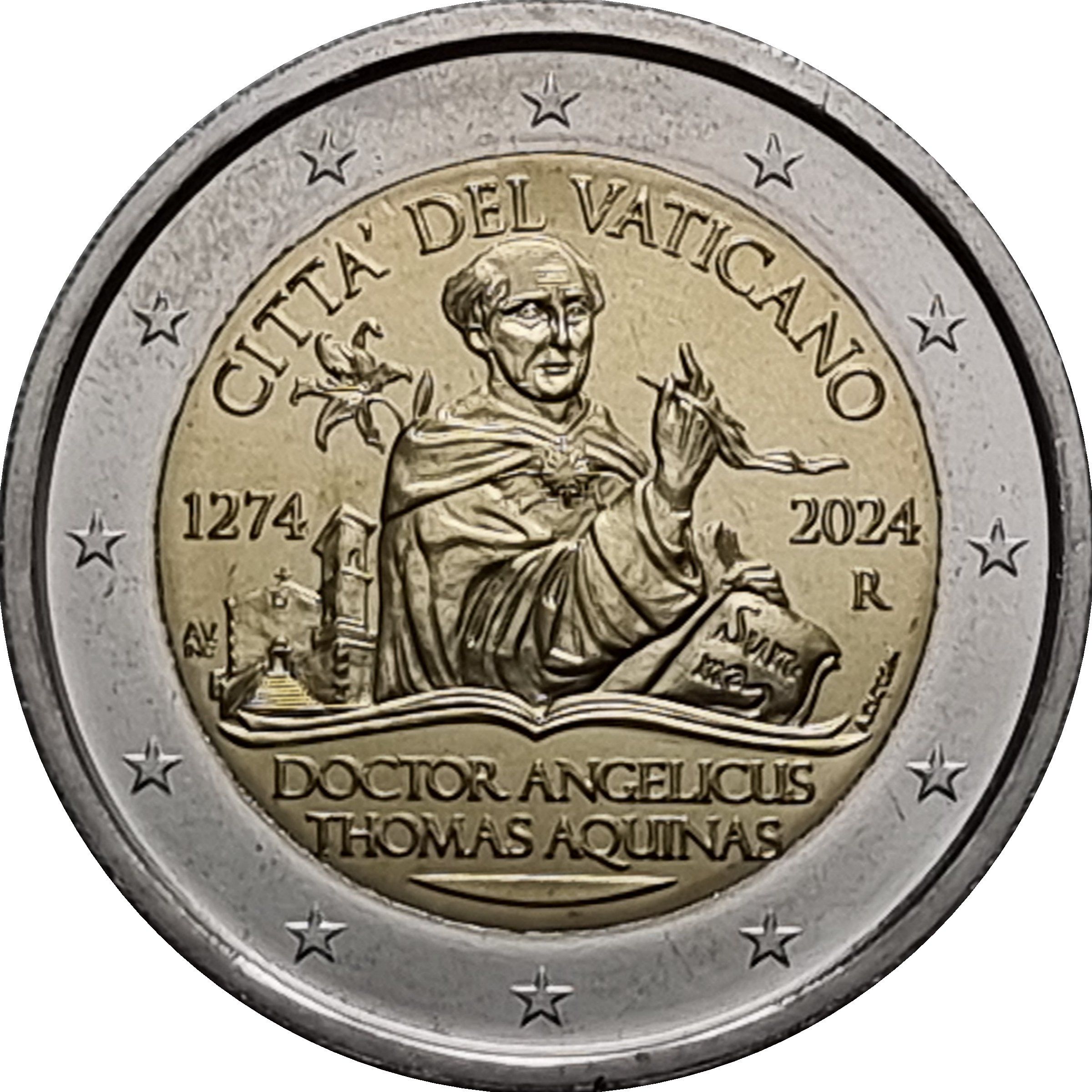 Vatican City 2 euro 2024 — 750th Anniversary of the death of St. Thomas Aquinas