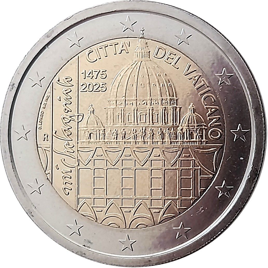 Vatican City 2 euro 2025 — 550° Anniversary of Michelangelo Birth