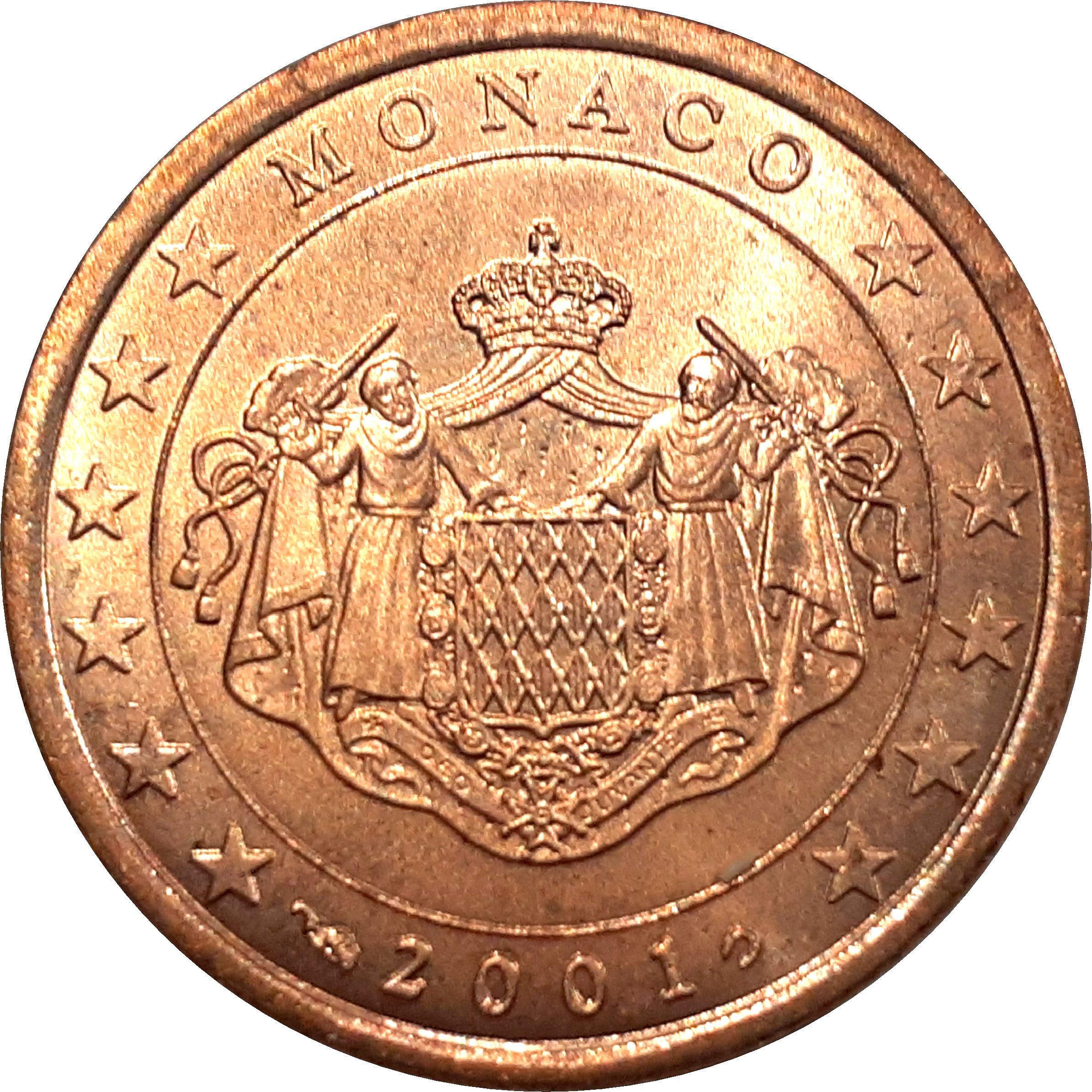 Monaco 1 cent 2001 — Standard design